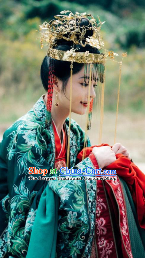 Drama Miss Truth Chinese Ancient Nobility Lady Ran Yan Wedding Hanfu Dress Tang Dynasty Costume and Headpiece for Women
