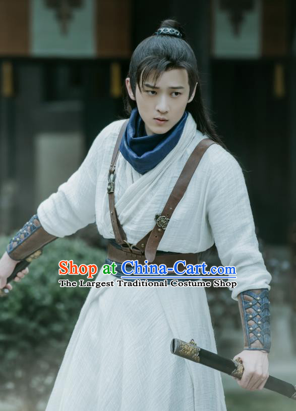 Chinese Ancient Swordsman Clothing Historical Drama The Love Lasts Two Minds Costume and Headpiece for Men