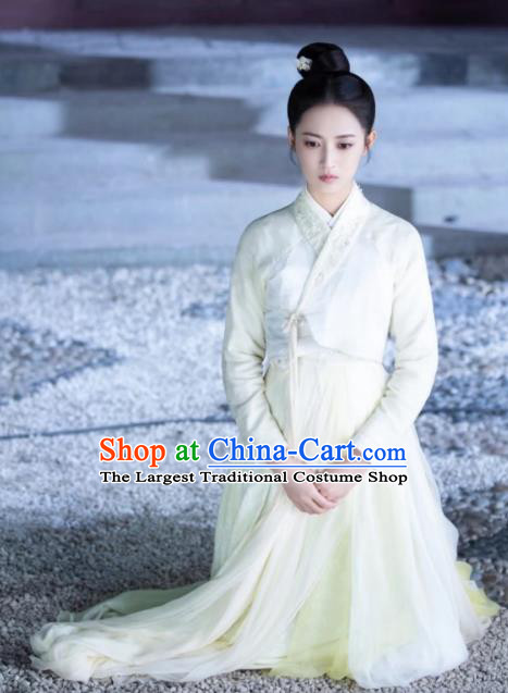 Drama The Love Lasts Two Minds Chinese Ancient Noble Lady Feng Mianwan Hanfu Dress Costume and Headpiece for Women