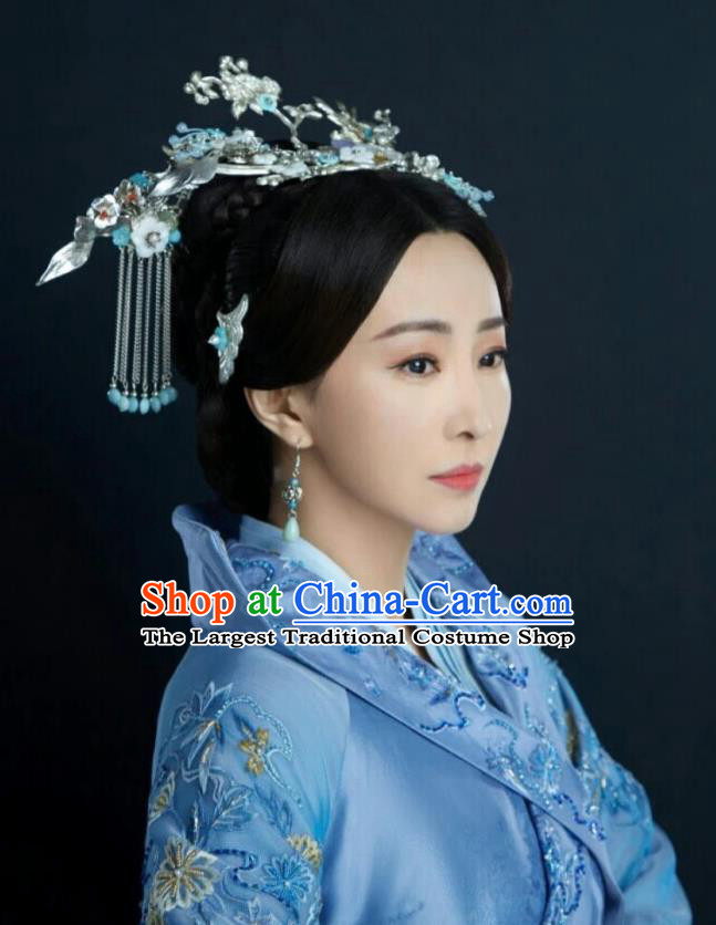 Drama The Love Lasts Two Minds Chinese Ancient Noble Dame Yuan Hanfu Dress Costume and Headpiece for Women