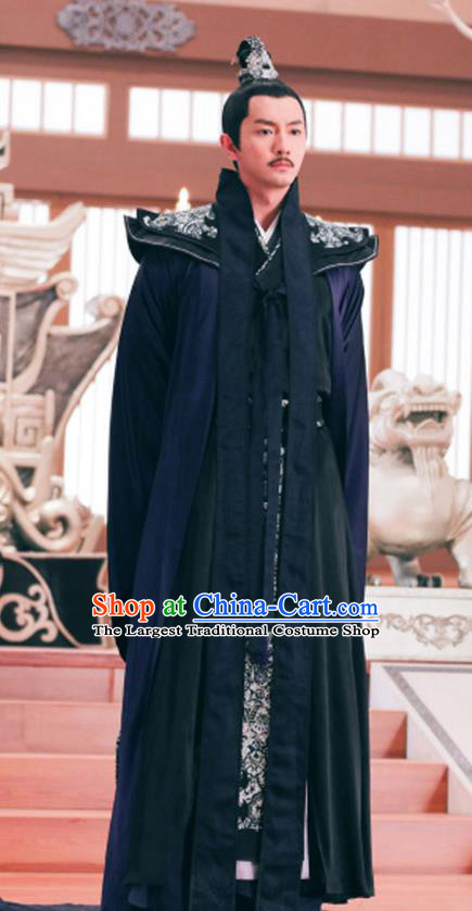 Chinese Ancient Prime Minister Feng Ruge Clothing Historical Drama Colourful Bone Costume and Headpiece for Men