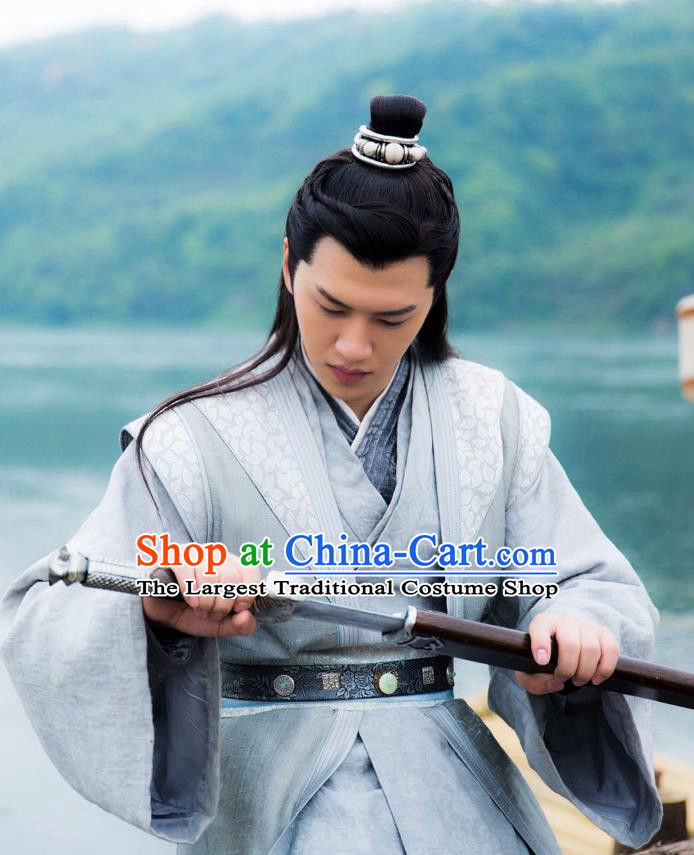 Chinese Ancient Swordsman Clothing Historical Drama Colourful Bone Costume and Headpiece for Men