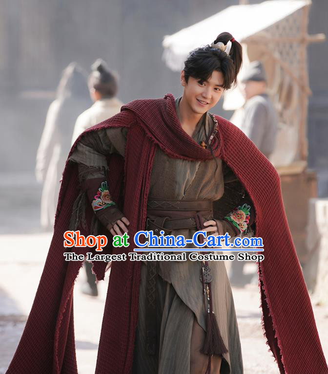 Chinese Ancient Swordsman Pauper Xiao Yuer Clothing Historical Drama Handsome Siblings Costume and Headpiece for Men