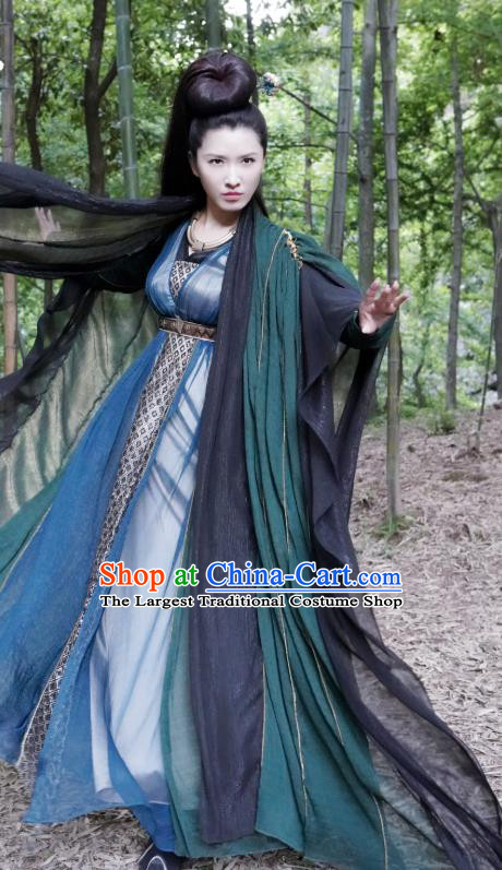 Chinese Ancient Swordsman Tu Jiaojiao Hanfu Dress Drama Handsome Siblings Costume and Headpiece for Women