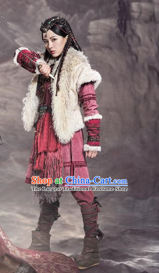 Chinese Drama Guardians of The Ancient Oath Female Swordsman Ba Yin Costume and Headpiece for Women