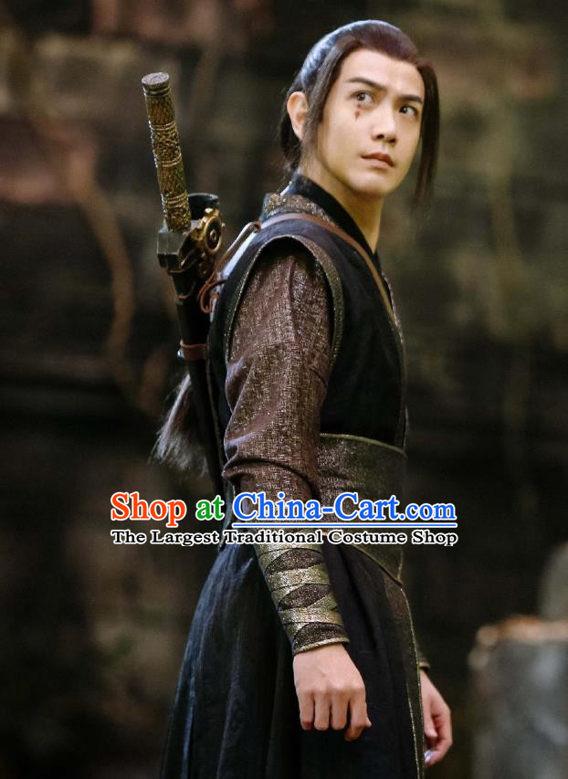 Swords of Legends Chinese Ancient Priest Xie Yi Clothing Historical Drama Costume and Headwear for Men