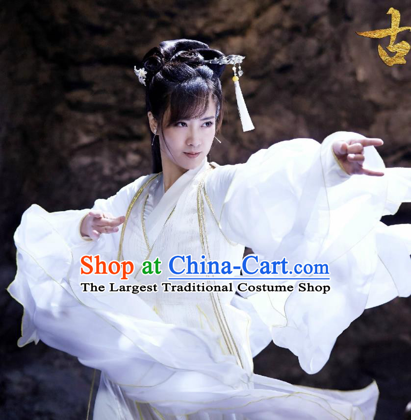 Chinese Historical Drama Swords of Legends Ancient Female Swordsman A Ruan Costume and Headpiece for Women