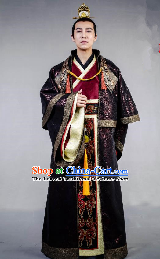 Swords of Legends Chinese Ancient King Li Niao Clothing Historical Drama Costume and Headwear for Men
