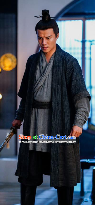Chinese Drama Princess Silver Ancient Swordsman Xiao Sha Historical Costume and Headwear for Men