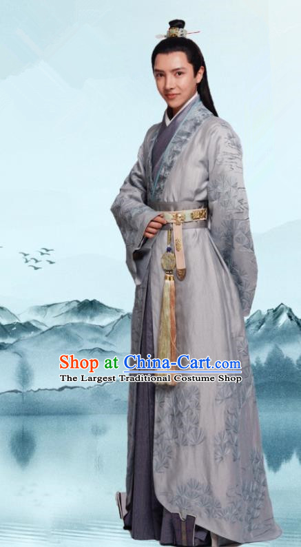 Chinese Drama Princess Silver Ancient Prince Wu Yu Historical Costume and Headwear for Men