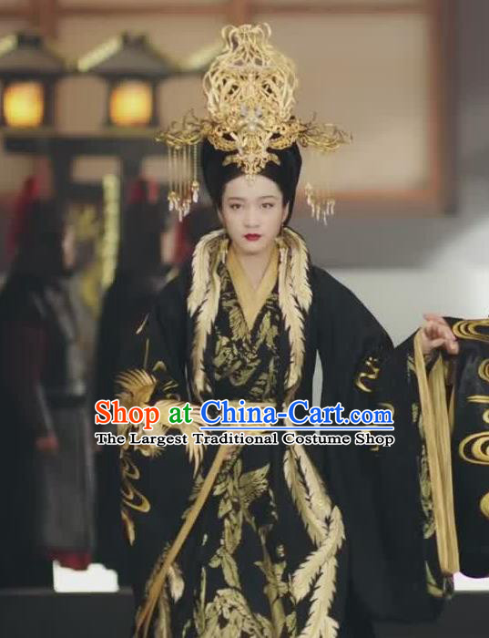 Chinese Ancient Empress Rong Le Historical Drama Princess Silver Costume and Headpiece for Women