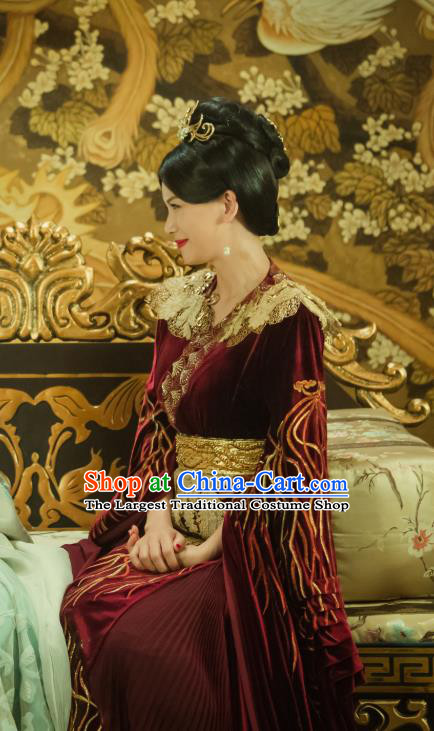 Chinese Ancient Court Queen Zheng Shujun Red Hanfu Dress