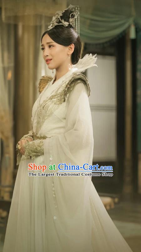 Chinese Ancient Imperial Concubine Ban Ling Er Hanfu Dress Historical Drama Legend of the Phoenix Costume and Headpiece for Women