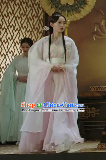 Chinese Ancient Court Lady Ye Ningzhi Pink Hanfu Dress Historical Drama Legend of the Phoenix Costume and Headpiece for Women