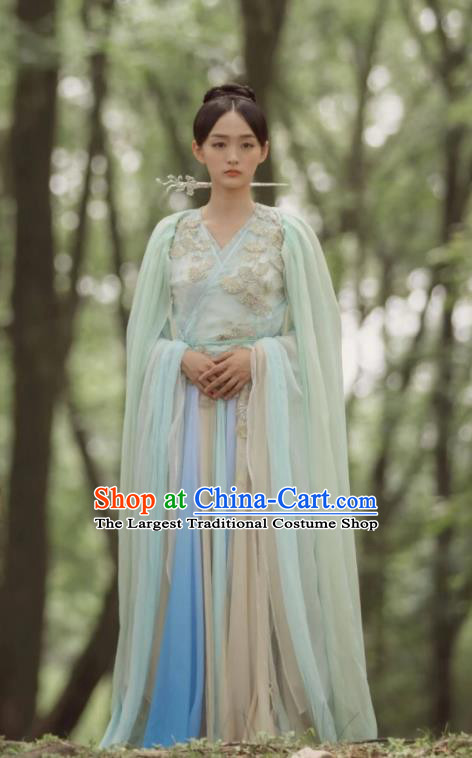 Chinese Ancient Female Swordsman Ye Ningzhi Hanfu Dress Historical Drama Legend of the Phoenix Costume and Headpiece for Women