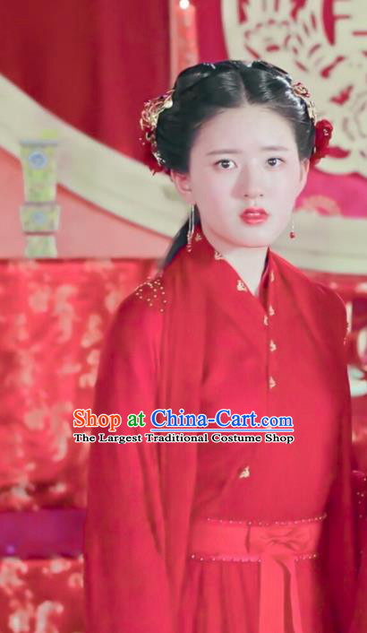Chinese Drama Love Better Than Immortality Ancient Young Lady Wedding Historical Costume and Headpiece for Women