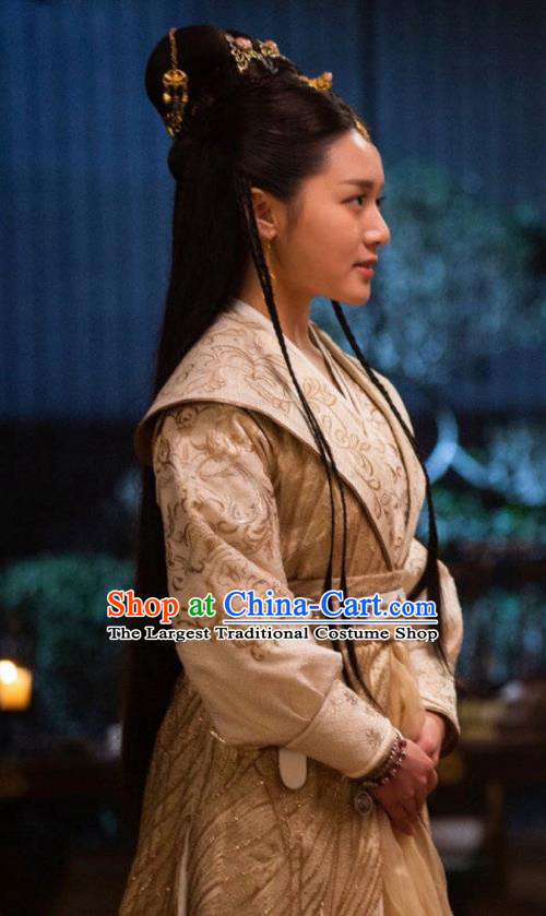 Chinese Ancient Female Swordsman Li Mingyue White Hanfu Dress Historical Drama The Love By Hypnotic Costume and Headpiece for Women