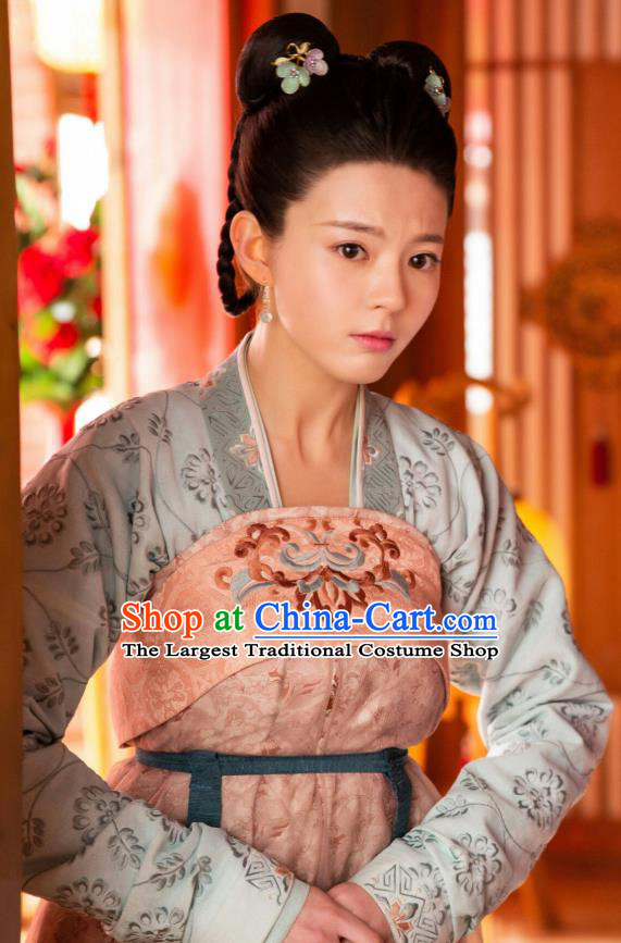 Chinese Ancient Tang Dynasty Court Maid Tan Li Hanfu Dress Historical Drama The Love By Hypnotic Costume and Headpiece for Women