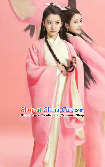 Chinese Ancient Noble Lady Yu Shengyou Hanfu Dress Historical Drama Lovely Swords Girl Costume and Headpiece for Women