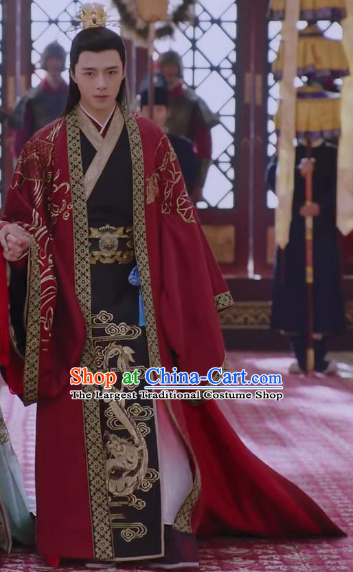 Chinese Drama The Love By Hypnotic Ancient Prince Li Qian Wedding Historical Costume and Headwear for Men
