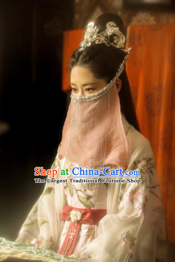 Chinese Historical Drama Ancient Ming Dynasty Courtesan Yuan Jinxia Hanfu Dress Under the Power Costume and Headpiece for Women