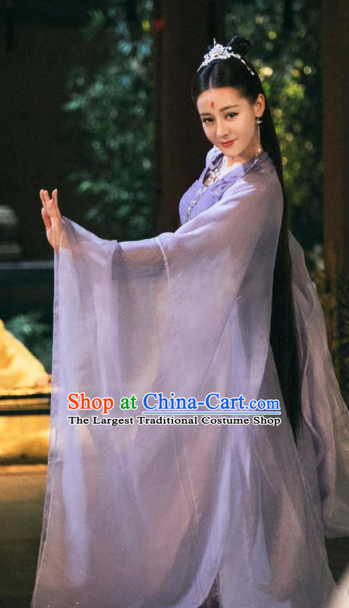 Chinese Ancient Imperial Consort Drama Sansheng Sanshi Pillow Eternal Love Bai Fengjiu Costume and Headpiece Complete Set