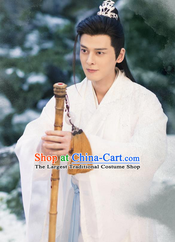 Chinese Ancient Dragon Prince Drama Sansheng Sanshi Pillow Eternal Love of Dream Su Moye Costume and Headpiece Complete Set