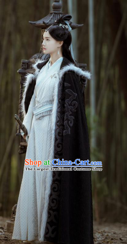 Chinese Ancient Noble Lady Dress Historical Drama Sword Dynasty Gongsun Qianxue Costume and Headpiece for Women