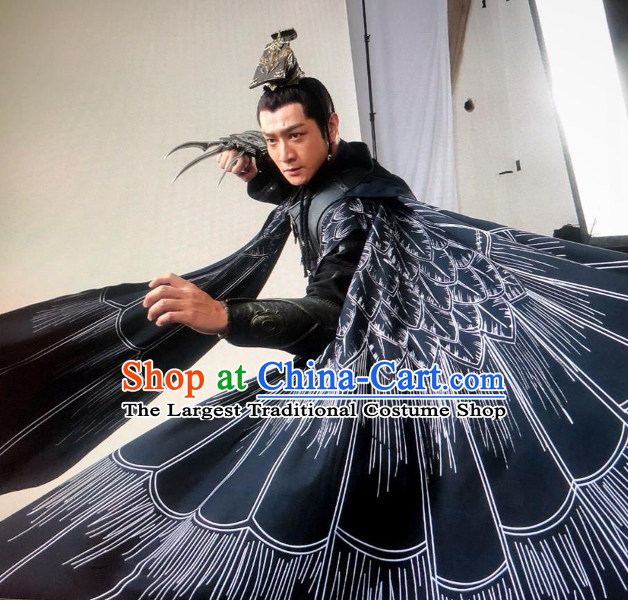 Drama Sword Dynasty Chinese Ancient General Chen Xuan Costume and Headpiece Complete Set