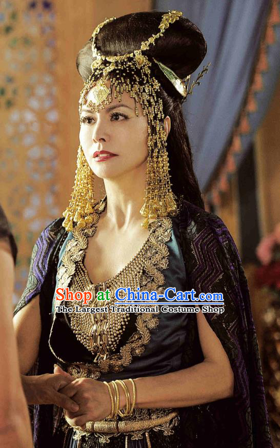 Chinese Ancient Tang Dynasty Imperial Consort Tuo Yue Dress Historical Drama An Oriental Odyssey Costume and Headpiece for Women