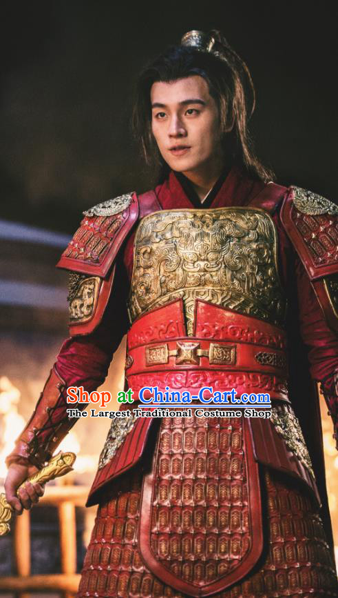 Drama Hero Dream Chinese Ancient Han Dynasty General Han Xin Armor Costume and Headpiece Complete Set