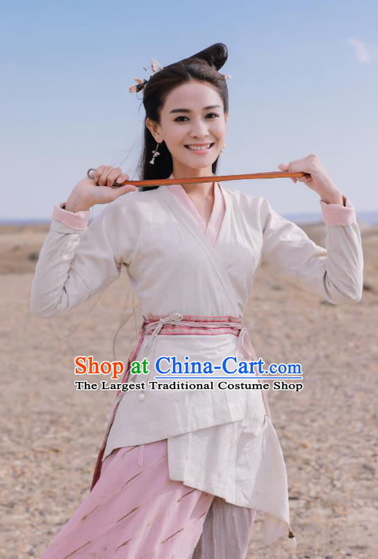 Chinese Ancient Han Dynasty Female Civilian Ji Jiang Dress Historical Drama Hero Dream Costume and Headpiece for Women