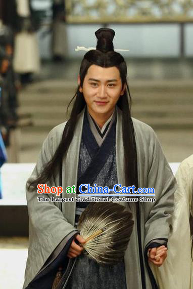 Drama Hero Dream Chinese Ancient Han Dynasty Counselor Zhang Liang Costume and Headpiece Complete Set