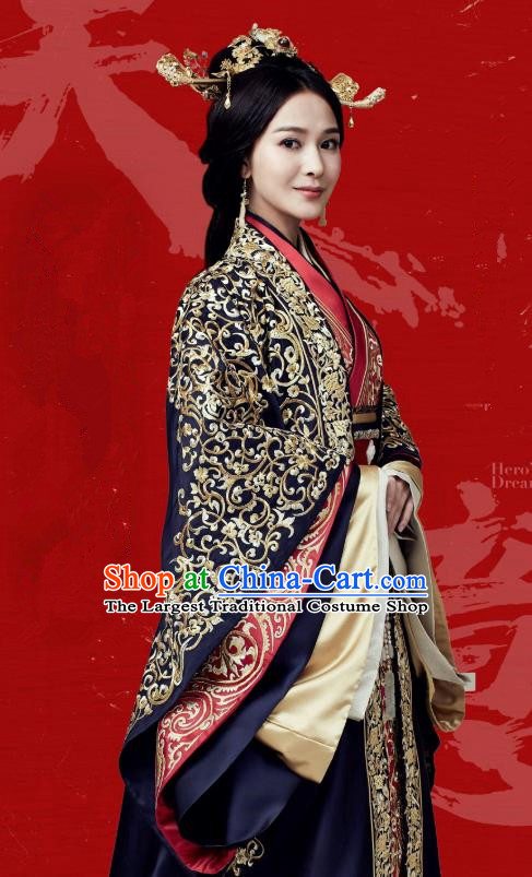 Chinese Ancient Qin Dynasty Imperial Consort Ji Jiang Dress Historical Drama Hero Dream Costume and Headpiece for Women