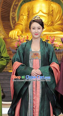 Chinese Ancient Tang Dynasty Queen Wu Zetian Dress Historical Drama An Oriental Odyssey Costume and Headpiece for Women