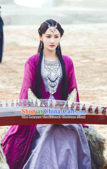 Chinese Ancient Princess Jiu Lian Historical Drama The Legend of Jade Sword Costume and Headpiece for Women