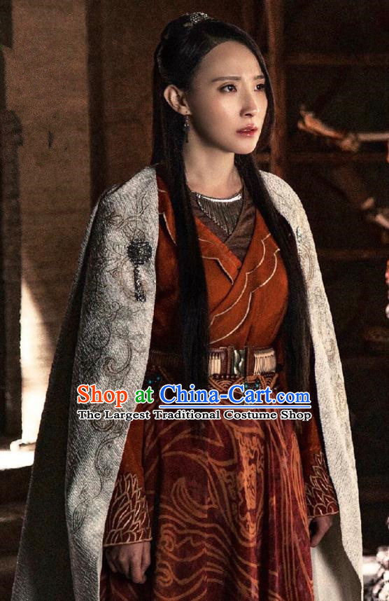 Chinese Ancient Female Swordsman Mo Chen Historical Drama The Legend of Jade Sword Costume and Headpiece for Women