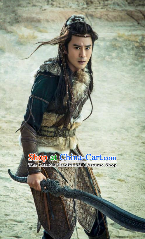 Drama The Legend of Jade Sword Chinese Ancient Swordsman Ji Nong Costume and Headpiece Complete Set