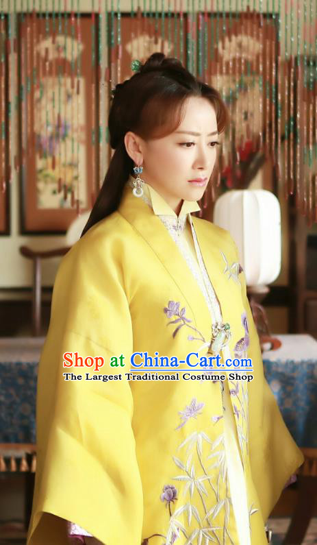 Chinese Ancient Ming Dynasty Noble Mistress Ya Dress Historical Drama The Dark Lord Duo Ni Costume and Headpiece for Women