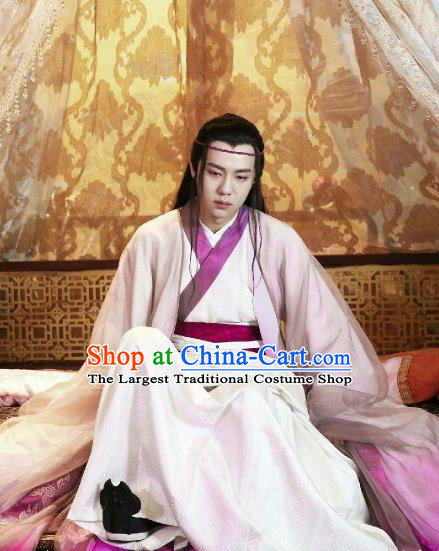 Chinese Ancient King Ling Guang Hanfu Robe Drama Men with Sword Male Costumes and Hair Accessories