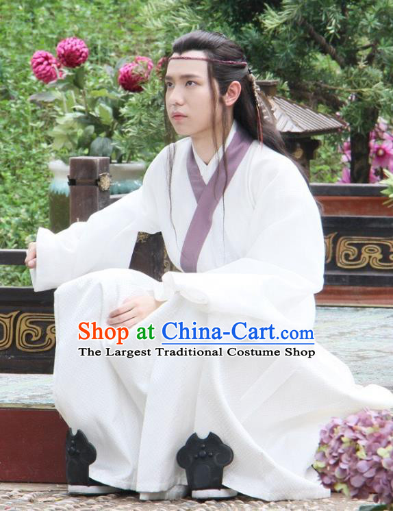 Chinese Ancient King Ling Guang Hanfu Robe Drama Men with Sword Male Costumes and Hair Accessories