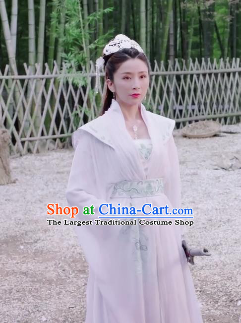 Chinese Ancient Female Swordsman Hua Yingyun Dress Historical Drama Jueshi Qianjin Costume and Headpiece for Women