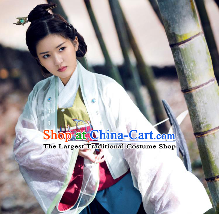 Chinese Ancient Noble Lady Dress and Hairpin Historical Drama Love of Thousand Years Across Tan Chuan Hanfu Costumes
