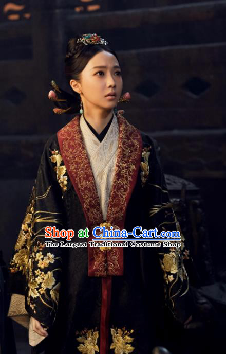 Chinese Ancient Queen Dress and Hair Accessories Historical Drama Love of Thousand Years Across Empress Xuan Zhu Hanfu Costumes