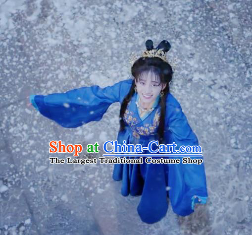 Chinese Ancient Noble Lady Lin Luojing Dress Historical Drama Jueshi Qianjin Costume and Headpiece for Women