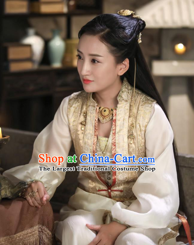 Chinese Ancient Ming Dynasty Noble Lady Tian Miaowen Dress Historical Drama The Dark Lord Costume and Headpiece for Women