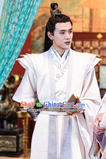 Drama Men with Sword Chinese Ancient General Qi Zhikan Costume and Headpiece Complete Set