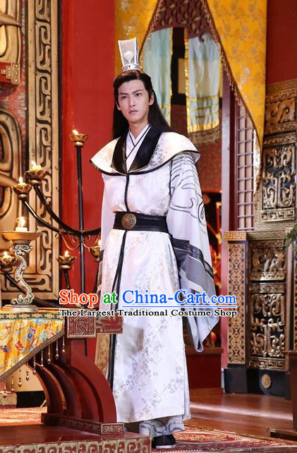 Drama Men with Sword Chinese Ancient King Jian Bin Costume and Headpiece Complete Set