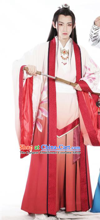 Drama Men with Sword Chinese Ancient Royal Prince Murong Li Costume and Headpiece Complete Set