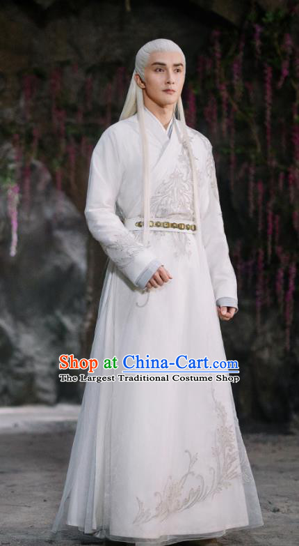 Chinese Ancient God Emperor Dong Hua Drama Sansheng Sanshi Pillow Eternal Love of Dream Costume and Headpiece Complete Set